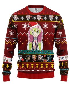 mitsuri kanroji demon slayer anime ugly christmas sweatshirt red 1 h0PcC