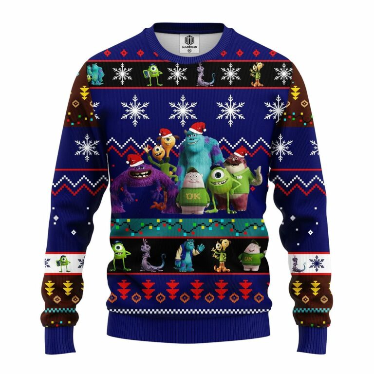 Monsters University Ugly Christmas Sweatshirt Blue