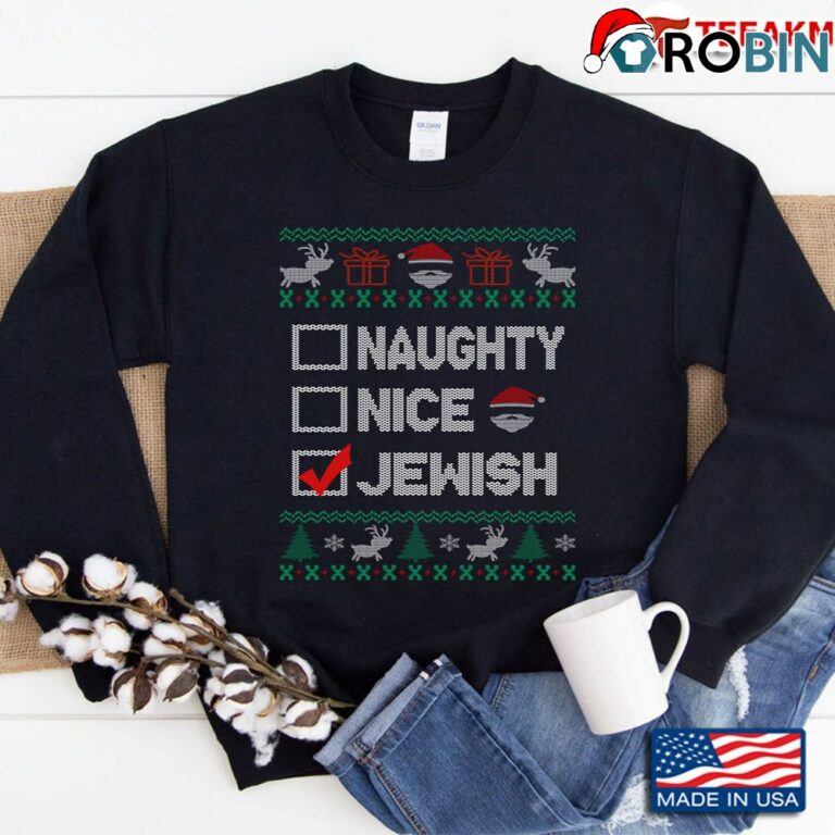 Naughty Nice Jewish Ugly Christmas Sweatshirt