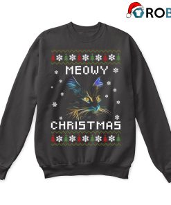 Neon Lights Cat Meowy Christmas Ugly Sweatshirt