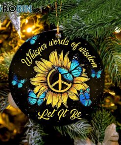 new let it be hippie butterfly blue circle ornament christmas decorations 1 sqaew0