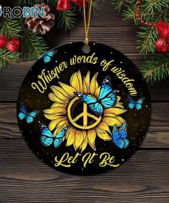 New Let It Be Hippie Butterfly Blue Circle Ornament – Christmas Decorations New Let It Be Hippie Butterfly Blue Circle Ornament – Christmas Decorations