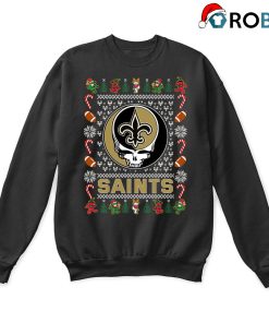 New Orleans Saints X Grateful Dead Ugly Christmas Sweatshirt
