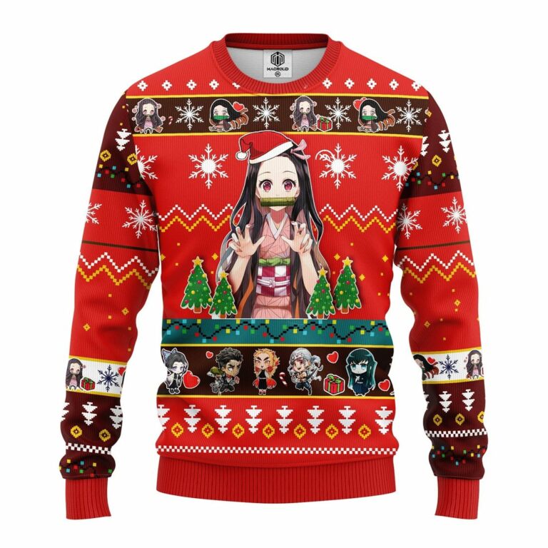 Nezuko Kamado Demon Slayer Anime Ugly Christmas Sweatshirt Red