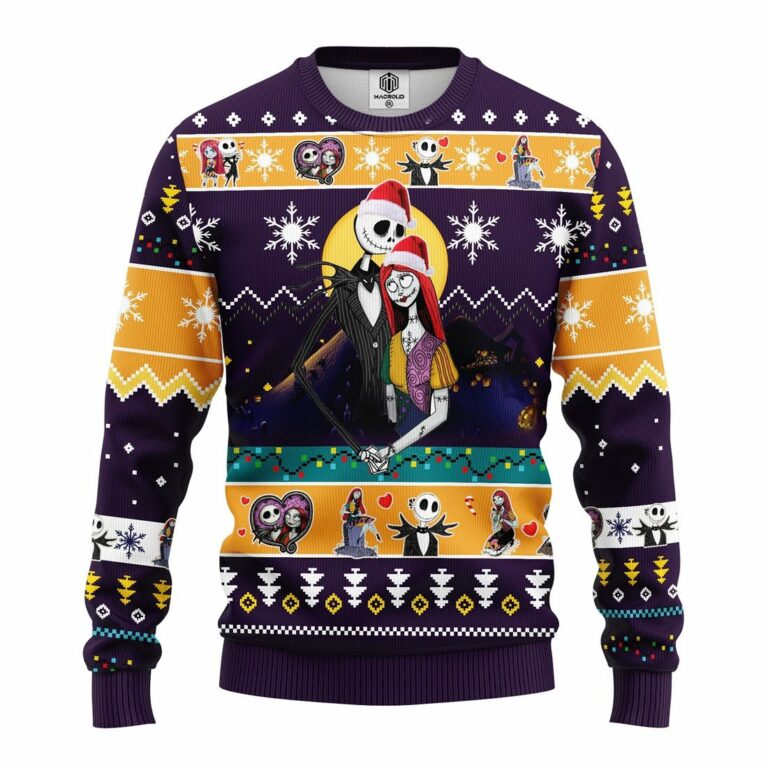Nightmare Before Christmas Jack Skellington Sally Ugly Christmas Sweater