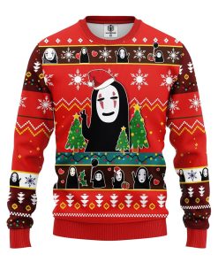 no face sprited away anime ugly christmas sweater red 1 UzaoS