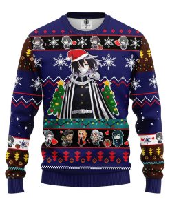 obanai iguro demon slayer anime ugly christmas sweatshirt blue 1 gZFTx