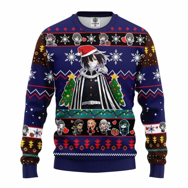 Obanai Iguro Demon Slayer Anime Ugly Christmas Sweatshirt Blue