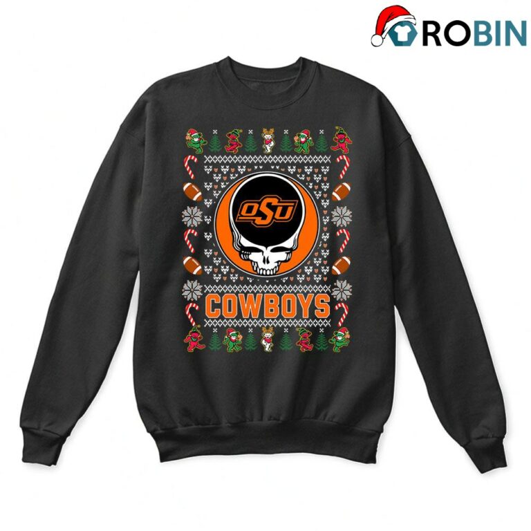 Oklahoma State Cowboys X Grateful Dead Christmas Ugly Sweatshirt