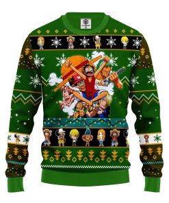 one peace green anime ugly christmas sweater 1 dkhco3