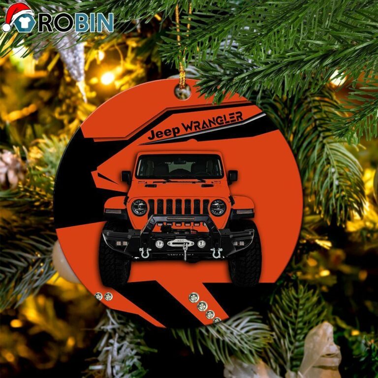 Orange Jeep Christmas Ornament