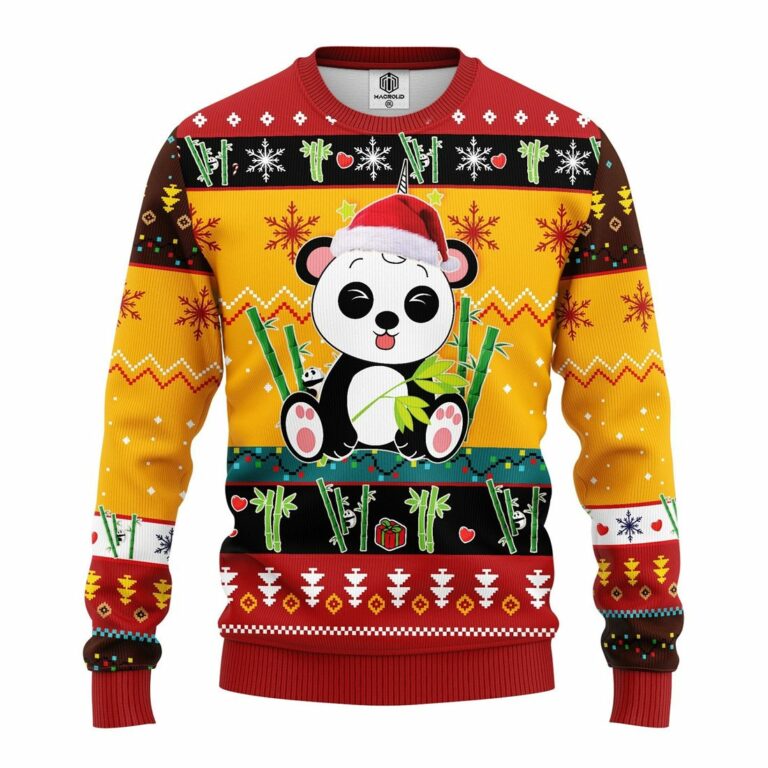 Panda Ugly Christmas Sweater Yellow