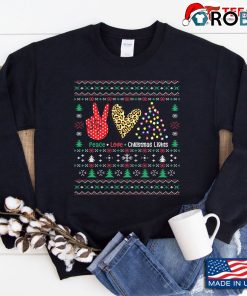Peace Love Christmas Lights Ugly Xmas Sweatshirt