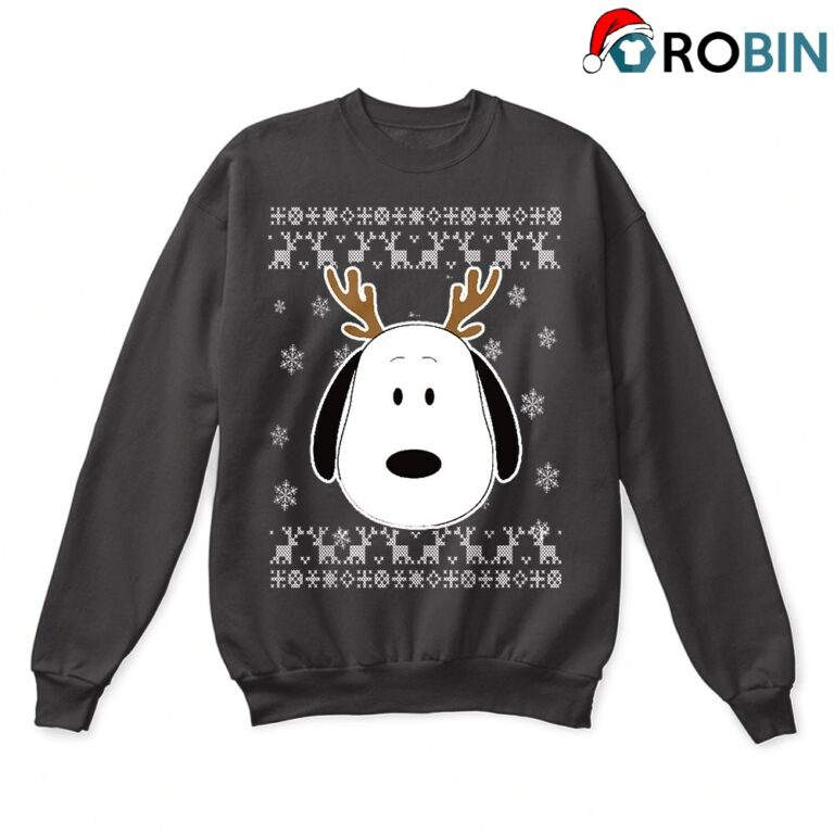 Peanuts Wish You A Merry Christmas Reindeer Snoopy Ugly Sweatshirt