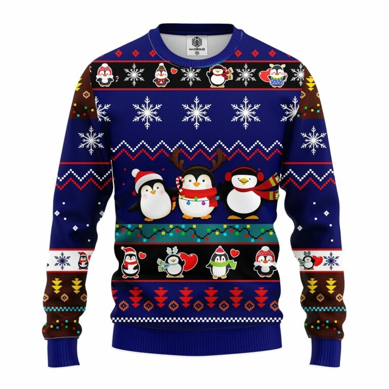 Penguins Cute Noel Mc Ugly Christmas Blue