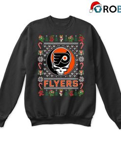 Philadelphia Flyers X Grateful Dead Christmas Ugly Sweatshirt Philadelphia Flyers X Grateful Dead Christmas Ugly Sweatshirt