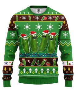 pickle rick rick and morty ugly christmas sweatshirt green 1 Vgrlb