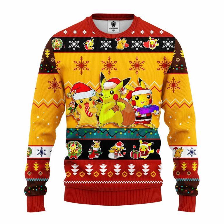 Pikachu Pokemon Ugly Christmas Sweater Yellow 2