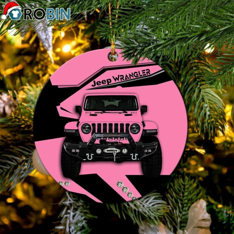 Pink Jeep Circle Ornament – Christmas Decorations