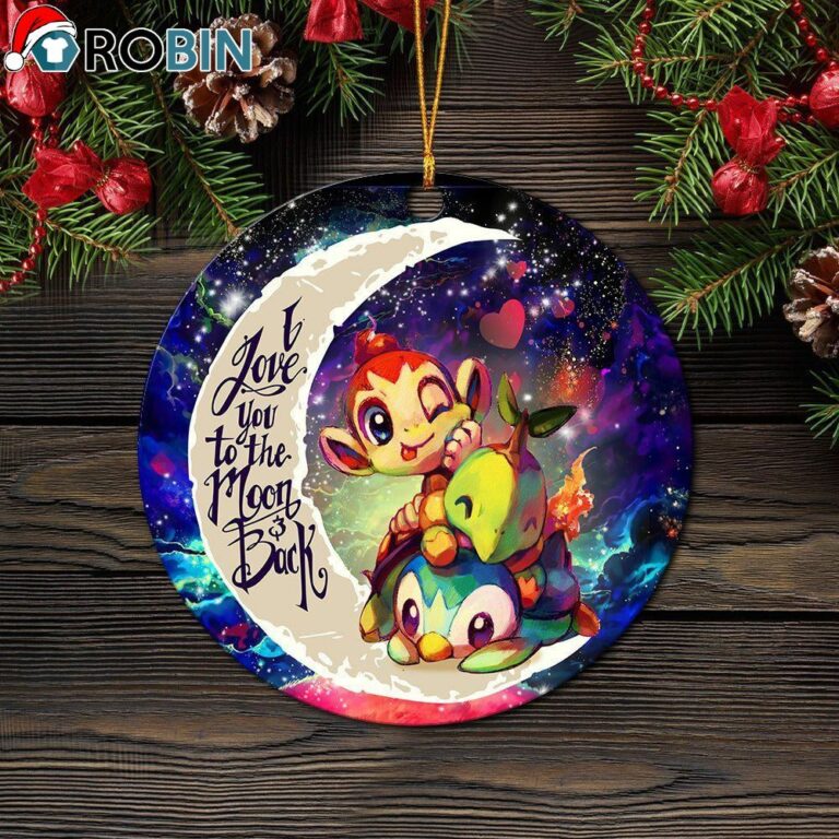 Piplup Turtwig And Chimchar Gen 4 Love You To The Moon Galaxy Circle Ornament – Christmas Decorations