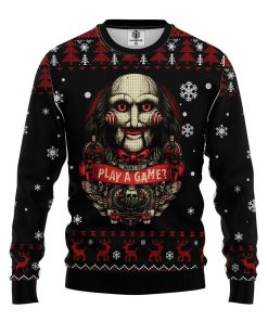 play a game horror movie saw ugly christmas sweater 1 xbe47v