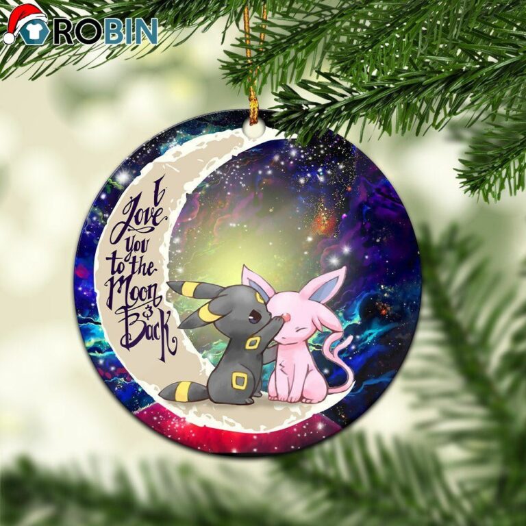 Pokemon Couple Espeon Umbreon Love You To The Moon Galaxy Christmas Ornament