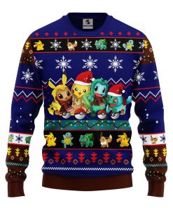 pokemon cute noel mc ugly christmas sweater blue 1 HZmPc