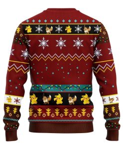 Pokemon Cute Noel Mc Ugly Christmas Sweatshirt Brown Red