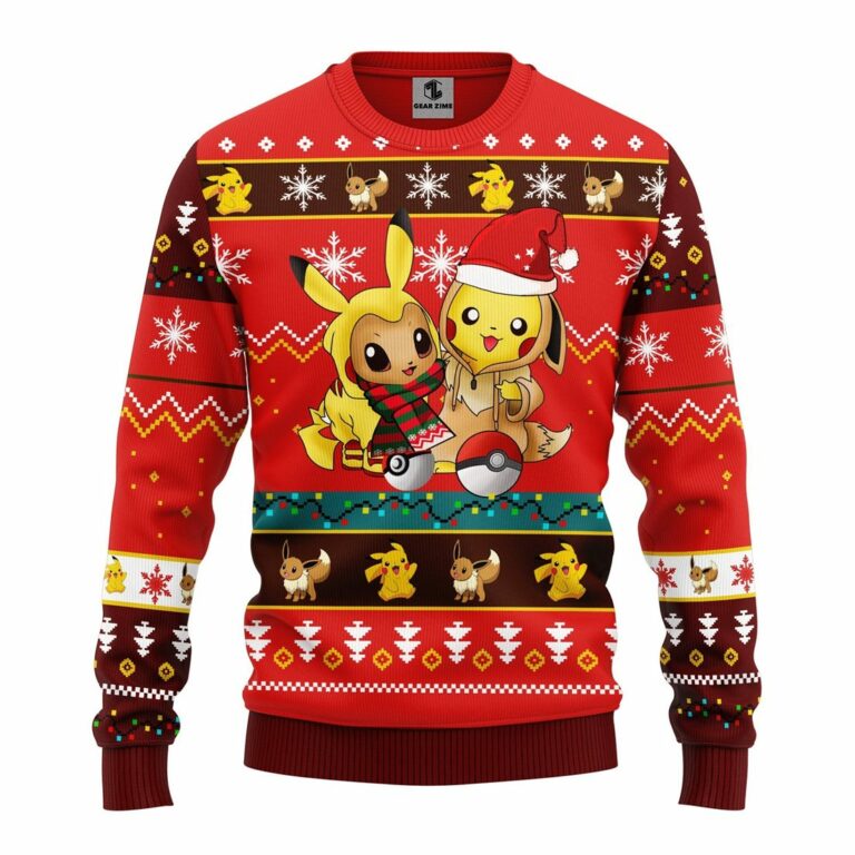 Pokemon Cute Noel Mc Ugly Christmas Sweatshirt Red
