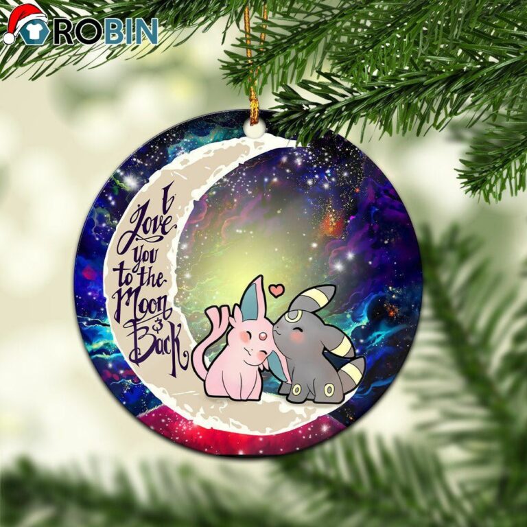 Pokemon Espeon Umbreon Love You To The Moon Galaxy Circle Ornament – Christmas Decorations