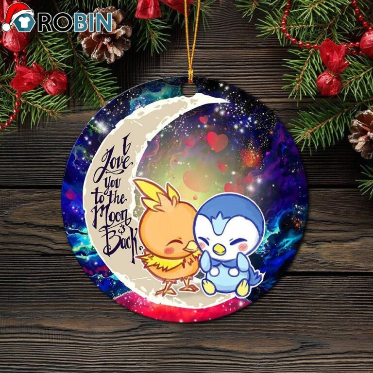 Pokemon Torchic Piplup Love You To The Moon Galaxy Circle Ornament – Christmas Decorations