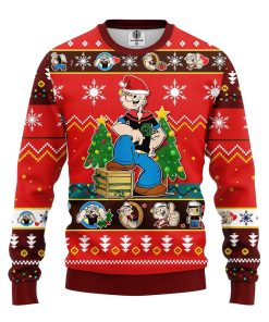 popeyes ugly christmas sweatshirt red 1 h8aG8