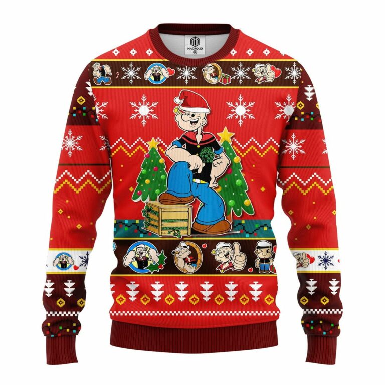 Popeyes Ugly Christmas Sweatshirt Red