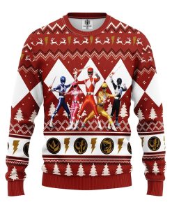 power ranger red ugly christmas sweatshirt 1 J2pC7