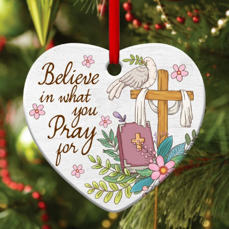 Pray For It Beautiful Cross Heart Ornament
