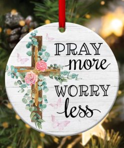 pray more worry less unique cross circle ornament 1 sOdHf