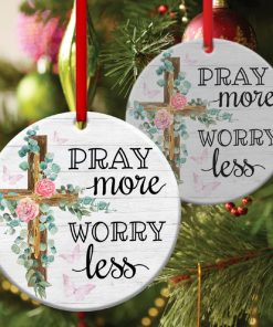 Pray More, Worry Less Unique Cross Circle Ornament Pray More, Worry Less Unique Cross Circle Ornament