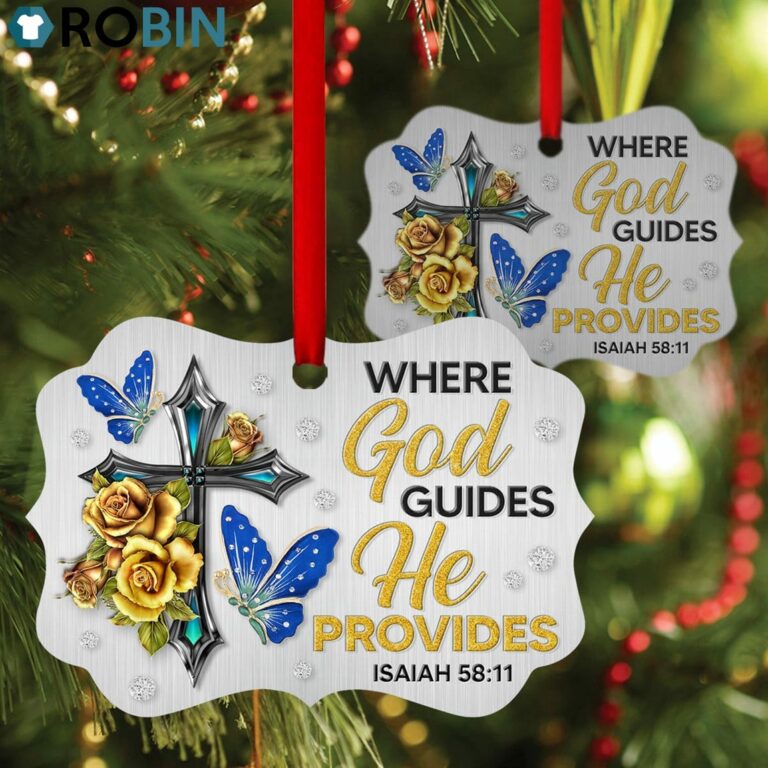 Pretty Cross And Flower Ornament – Where God Guides, He Provides