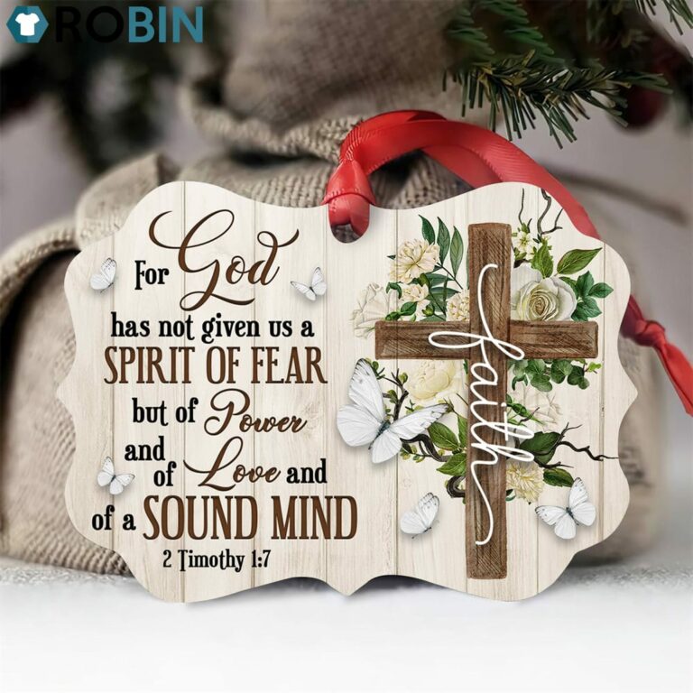 Pretty Floral Cross Ornament – God Has Given Us Power, Love And Sound Mind