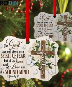 Pretty Floral Cross Ornament – God Has Given Us Power, Love And Sound Mind