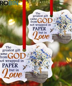 Pretty Vase Of Flower Ornament – The Greatest Gift Came From God Wrapped In Love