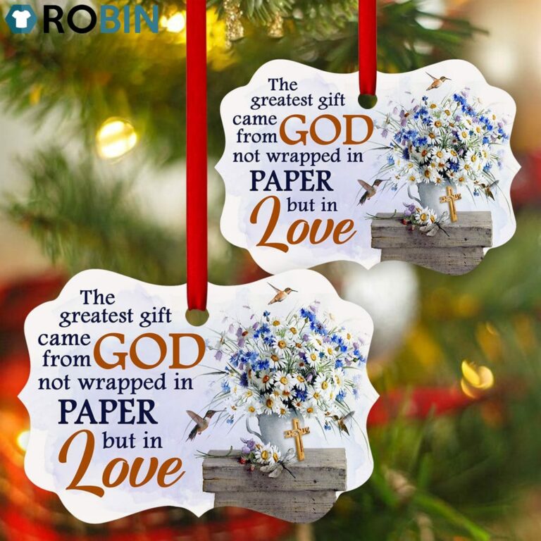 Pretty Vase Of Flower Ornament – The Greatest Gift Came From God Wrapped In Love