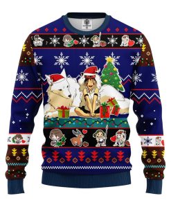 princess mononoke ugly christmas sweatshirt blue 1 pj4cvk