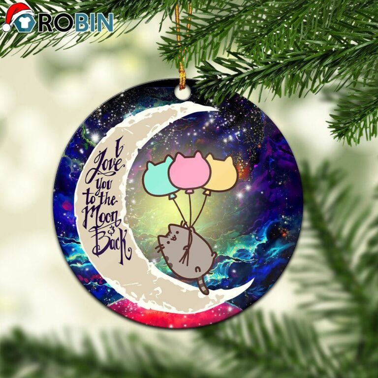 Pusheen Cat Love You To The Moon Galaxy Circle Ornament – Christmas Decorations