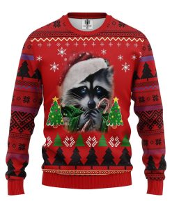 raccoon candy ugly christmas sweater 1 m2qRN