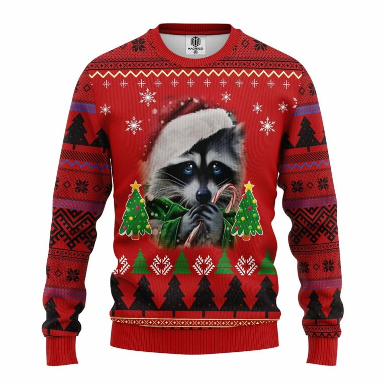Raccoon Candy Ugly Christmas Sweater