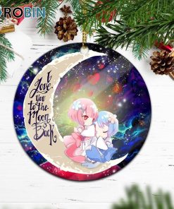 Ram And Rem Rezero Love You To The Moon Galaxy Circle Ornament – Christmas Decorations Ram And Rem Rezero Love You To The Moon Galaxy Circle Ornament – Christmas Decorations