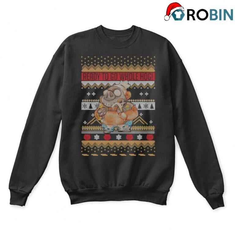 Ready To Go Whole Hog Chibi Roadhog Ugly Christmas Sweatshirts