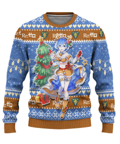 rem anime ugly christmas sweatshirt custom re zero xmas gift 1 v1G9C