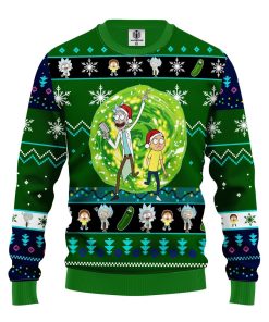 rick and morty ugly christmas sweater green 1 wYvdJ